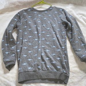 Shark print long sleeve pullover